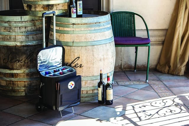 Detalle de Picnic Time NFL Cellar 6-Bottle Wine Carrier & Cooler Tote with Trolley (Unisex-Adult)