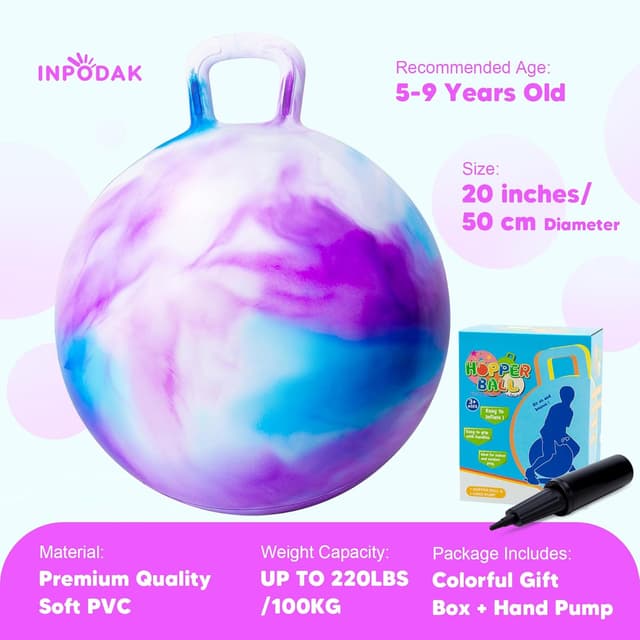 Thumbnail 6 de INPODAK Space Hopper for Kids (20-inch) with Handle – jumping ball for ages 5 to 9