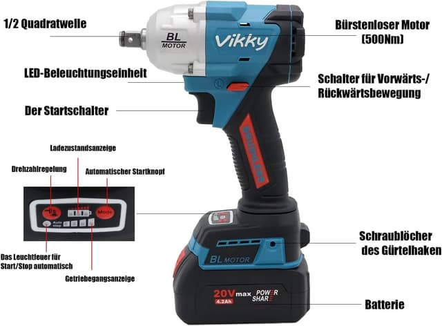 Detalle 2 de Vikky BL500 Akku-Schlagschrauber mit 500Nm