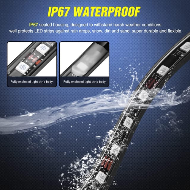 Detalle de Nilight 3PCS 60-Inch RGB Truck Bed Light Strip Kit (270 LED) with RF Remote