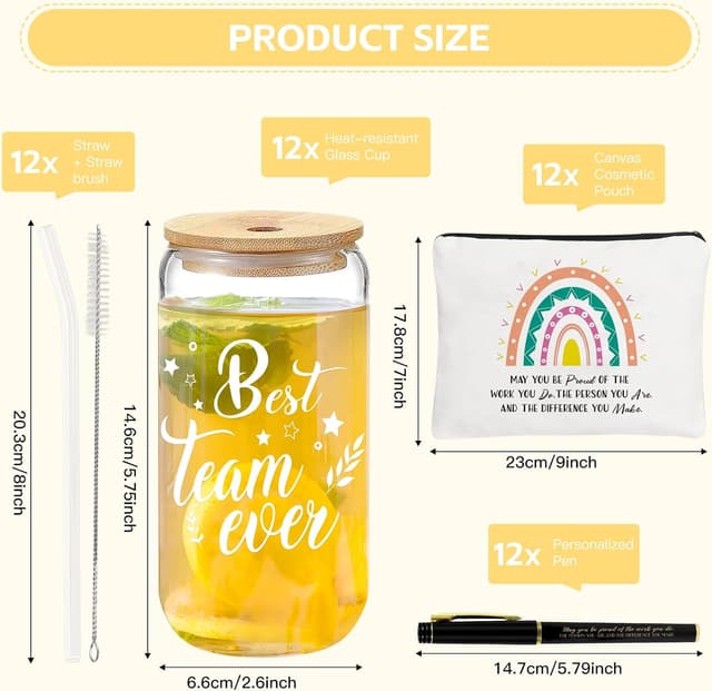 Detalle 2 de 12 Set Employee Appreciation Gifts 16 oz Glass Cups