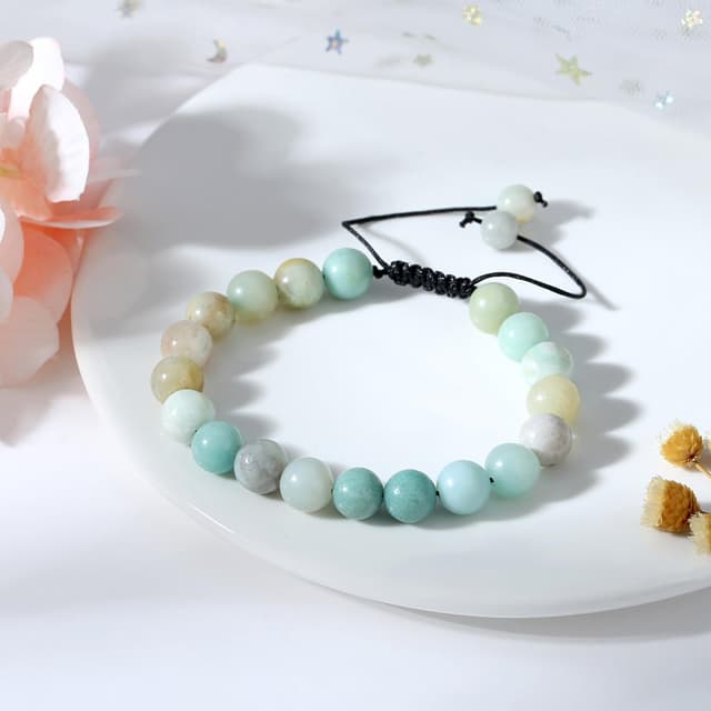 Detalle de XIANNVXI 8-mm-Amazonit-Perlenarmband mit verstellbarer Schnur