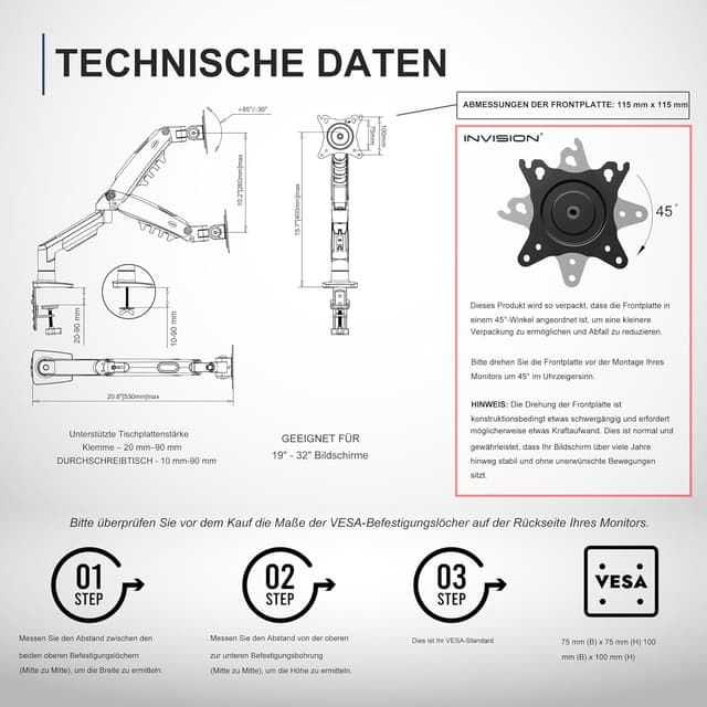 Thumbnail 4 de Invision MX200 Monitor Halterung 2-9 kg