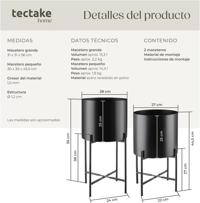 Thumbnail 5 de tectake® Maceteros Decorativos Set de 2 20 kg