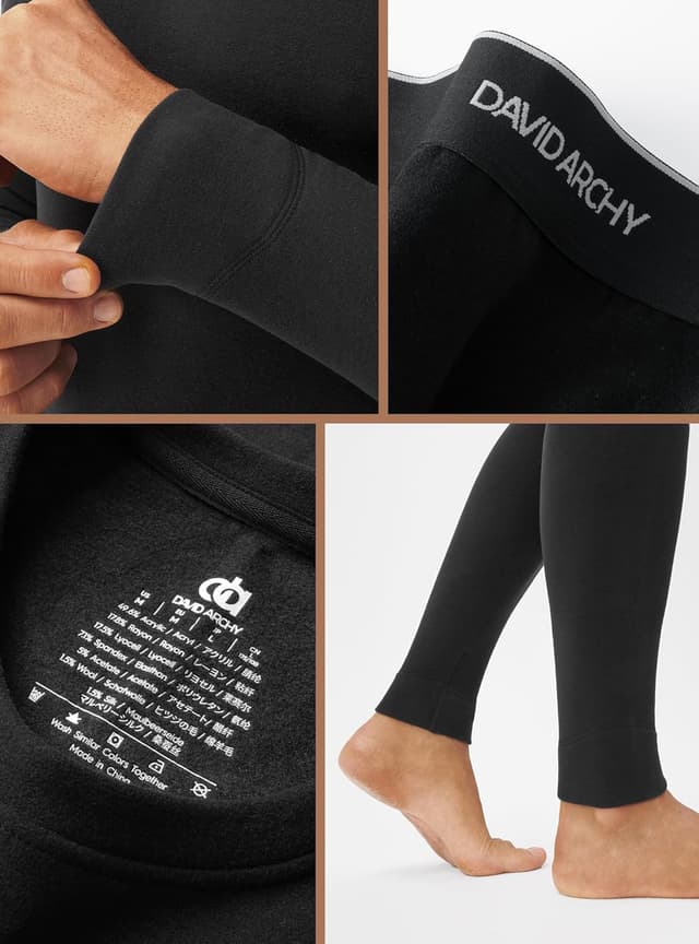 Thumbnail 6 de DAVID ARCHY ensemble sous-vêtement thermique homme (couche de base) pour hiver, ski, randonnée et moto