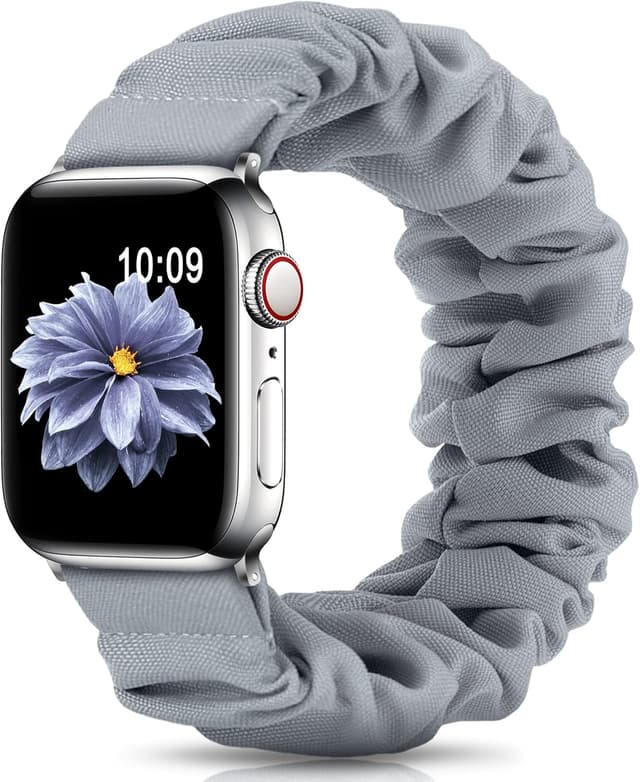 Detalle de DigiHero Scrunchie-style Apple Watch strap (40/41/42/44/45/46mm compatible) in Grey
