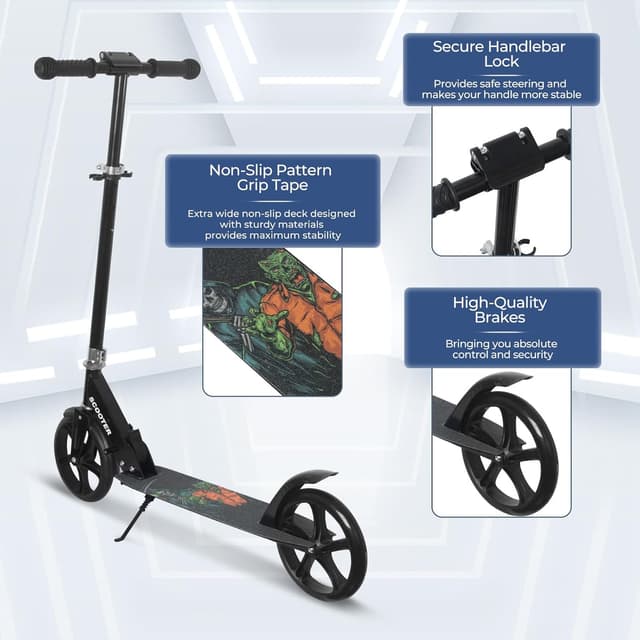 Detalle 2 de Nattork Kids & Teen Kick Scooter (6+), Foldable 8-Inch Wheels, Adjustable Handlebar — Up to 220 lb