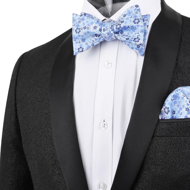 Detalle 2 de Mens floral bow tie set with 24 cm pocket square