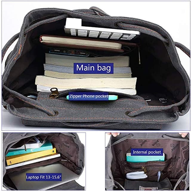 Detalle 2 de AUGUR High Capacity Canvas Vintage Backpack for 12–17 inch laptops
