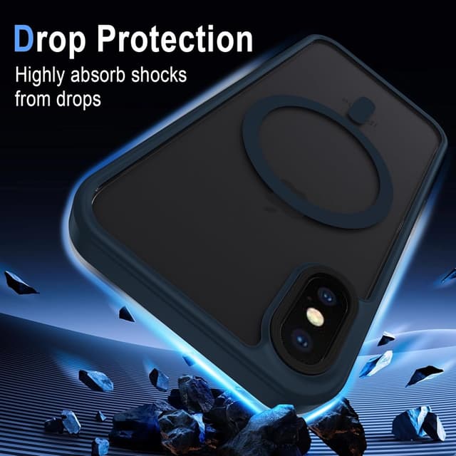 Detalle 2 de Coque magnétique XTCASE pour iPhone X/XS compatible MagSafe (dos translucide mat bleu)