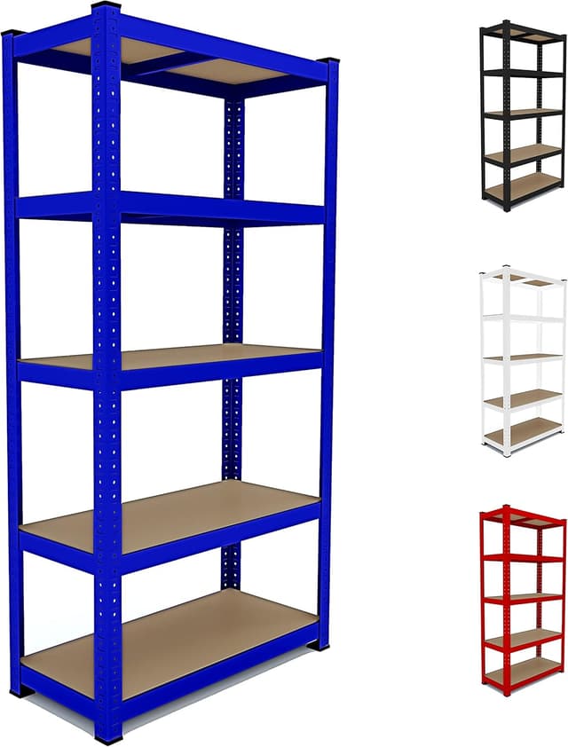 Detalle de Arreditaly Scaffale in metallo e MDF Racine con 5 ripiani regolabili, portata fino a 875 kg, 180 x 90 x 40 cm (blu)