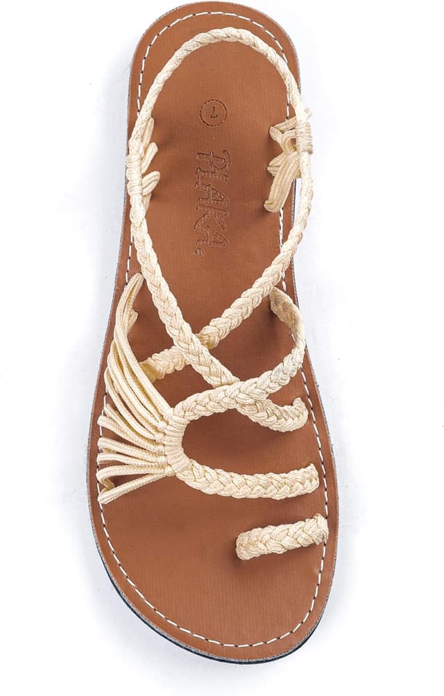 Detalle de Plaka Palm Leaf Flat Sandals for Women (Hand-Woven, Stretch-to-Fit)