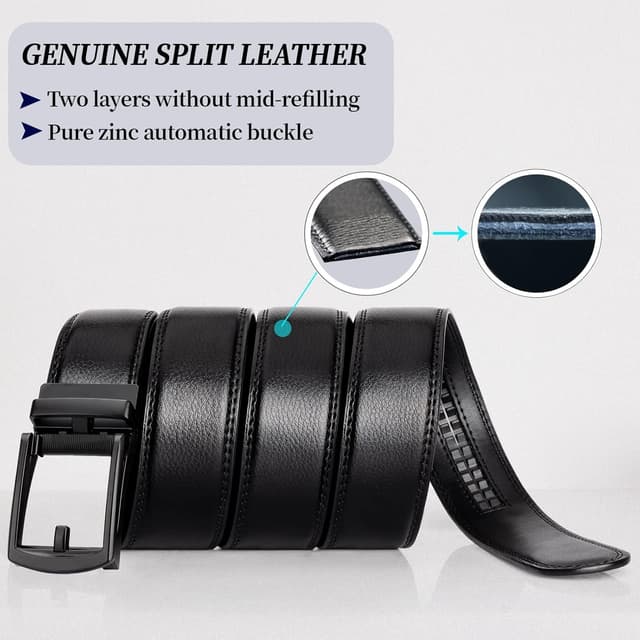 Thumbnail 2 de Alphyly Leather Ratchet Dress Belt for Men