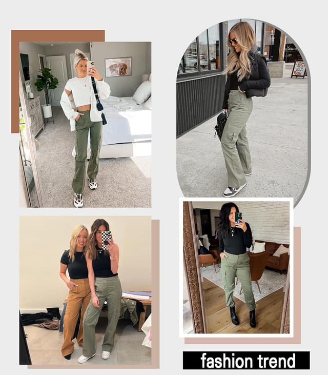 Detalle 2 de Breampot women’s cargo trousers – high waist hiking combat pants with drawstring tie