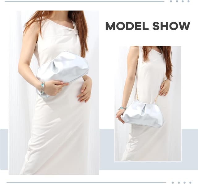 Thumbnail 6 de SUKUTU Damen-Kupplung mit plissiertem Cloud-Design (PU-Leder), Abendtasche mit Kette