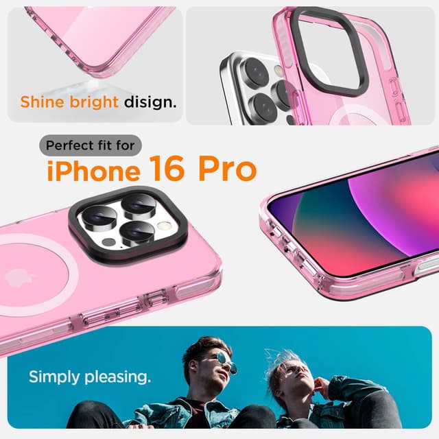 Detalle 2 de AICase Funda Rosa Neón para iPhone 16 Pro con MagSafe