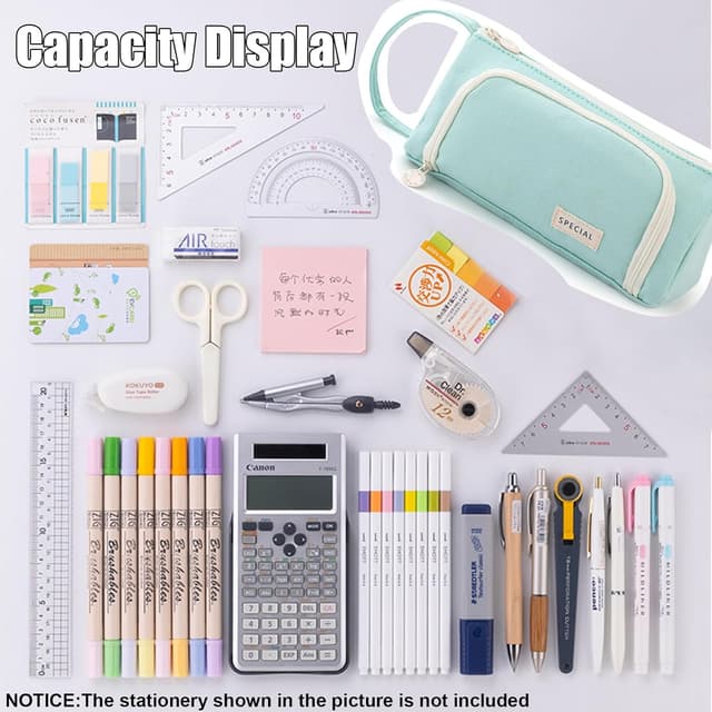 Detalle de ONCCI Federmäppchen für Mädchen: großes 3-Fächer Mäppchen mit Platz für bis zu 60 Stifte