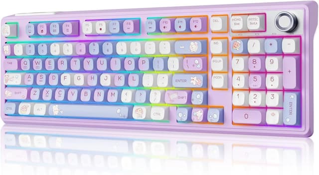 Detalle de ROYALAXE F98 Creamy 98% Wireless Mechanical Keyboard with Number Pad, Knob, and RGB (Hot-Swappable)
