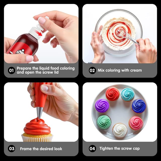 Detalle 2 de Waysroma flüssige Lebensmittelfarbe Schwarz 120 ml – hochkonzentriert & zuckerfrei für Backen und Dekoration