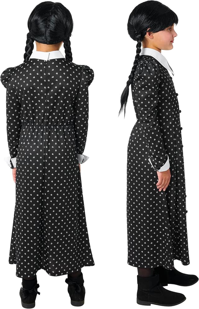 Detalle 2 de Wednesday Addams Costume Dress for Kids (Girls Large 10/12) by Rubies