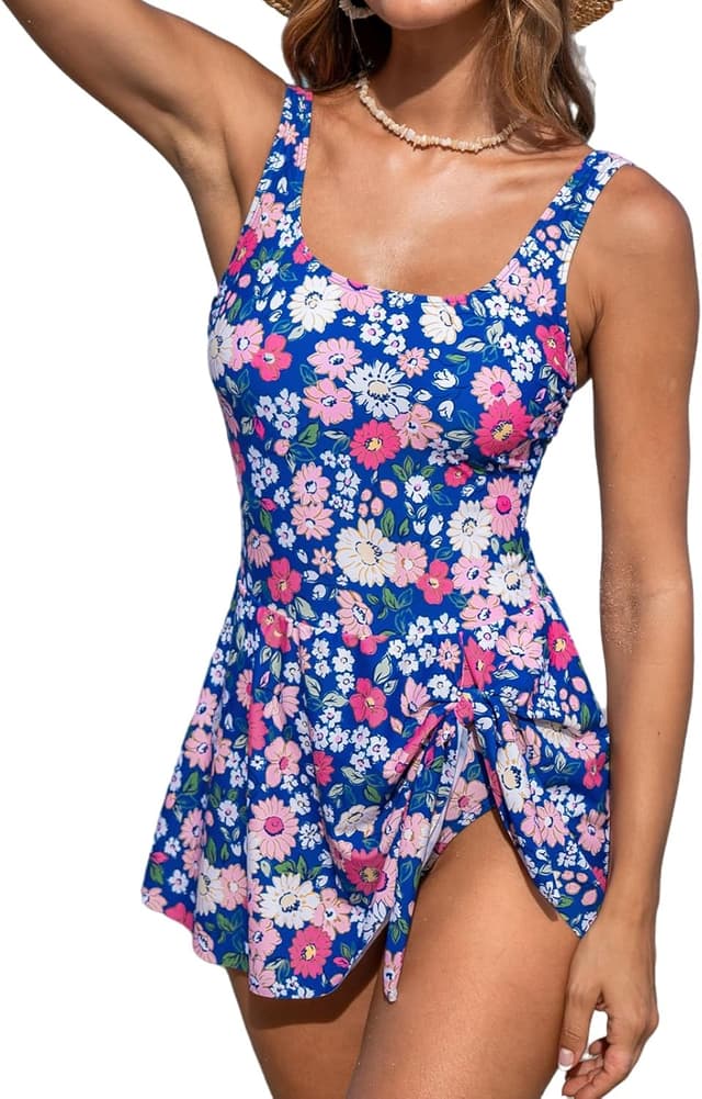 Detalle de CUPSHE Costume da bagno intero donna con scollo rotondo e spalline larghe con nodo