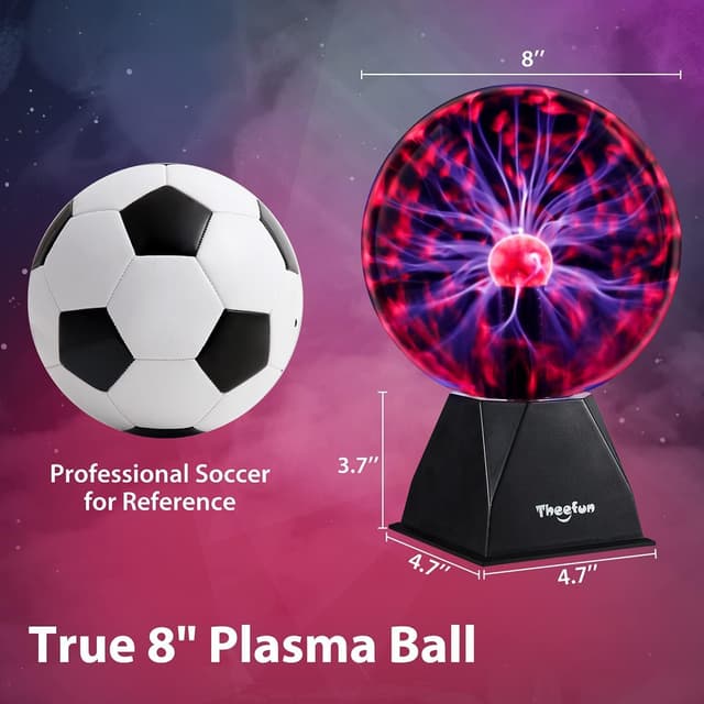 Detalle de Theefun Bola de Plasma Mágica de 8" ✨ Juguete Educativo y Relámpagos