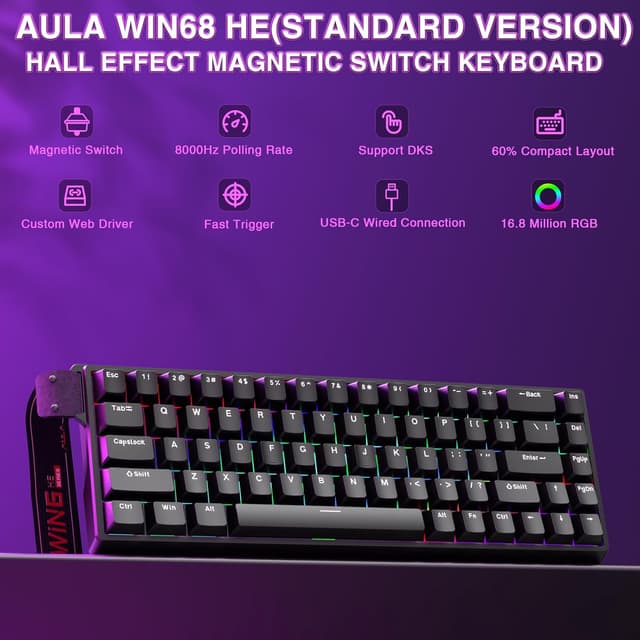 Detalle 2 de AULA WIN68 HE 60% Mechanical Gaming Keyboard