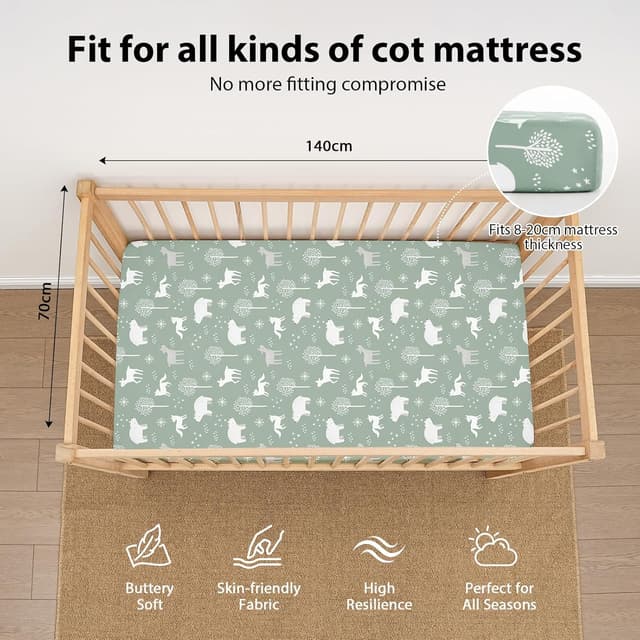 Detalle de FIEMOL Baby Spannbettlaken 70x140 im 3er Pack