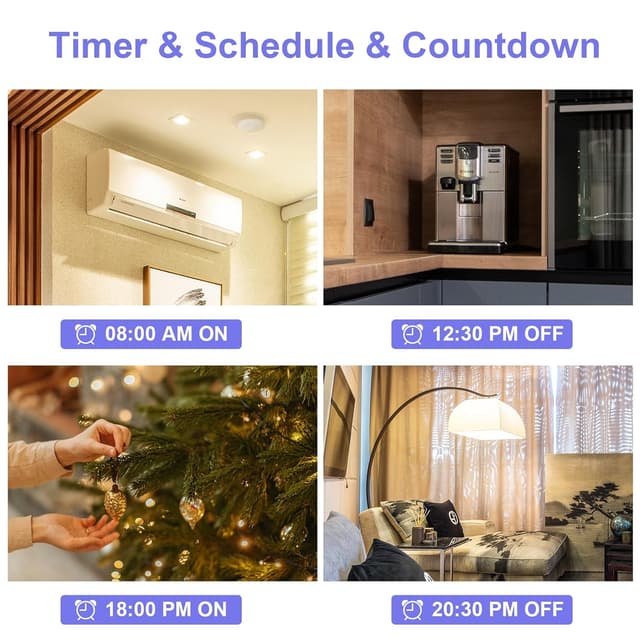 Detalle de ANTELA WLAN Smart Steckdose 16A mit Stromverbrauch messen – kompatibel mit Alexa/Google Home, Smart Life App (2,4 GHz, 4er-Set)