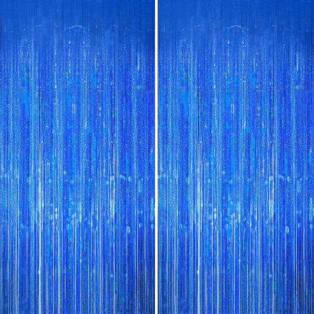 Detalle de KERNOWO Lametta Vorhang Blau Glitzer 2 Stück