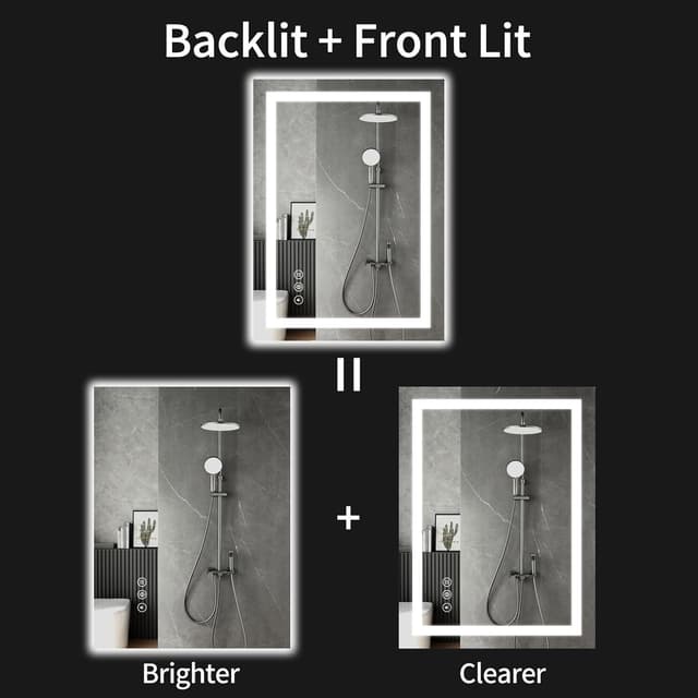 Detalle de LED Bathroom Mirror 32"x36" with Anti-Fog, Dimmable Lights & Touch Sensor