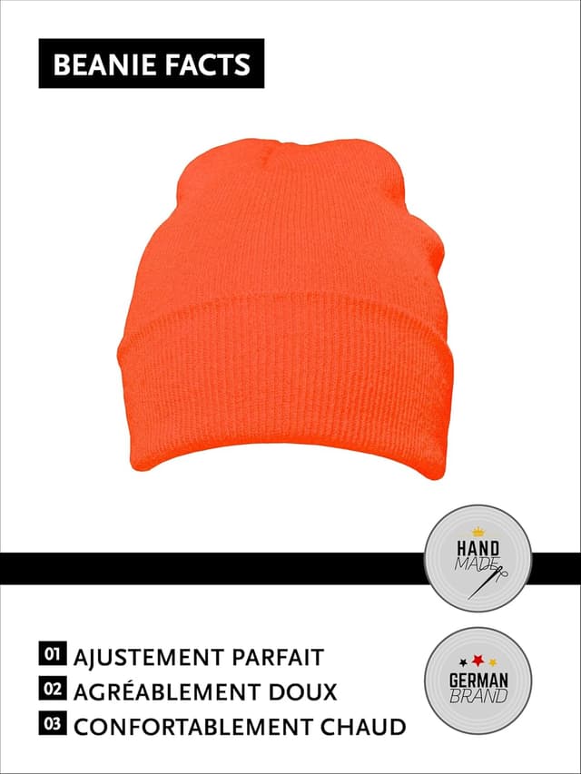 Detalle de DonDon Bonnet Homme/Femme d’hiver : beanie en maille à design classique
