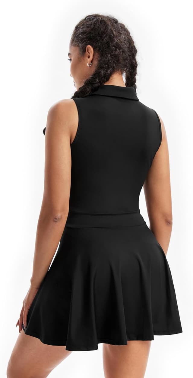 Detalle de Cute Golf Tennis Dress Workout Dress Set with Shorts Pockets (2-Piece)