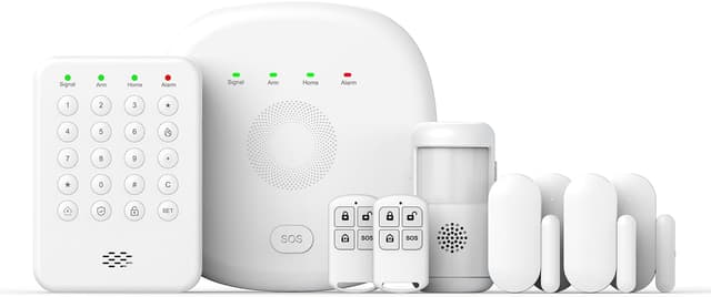 Detalle de PGST kit antifurto domestico senza fili con tastierino, sensore porte, rilevatore movimento e controllo remoto 4G/GSM (app Tuya/Smart Life)