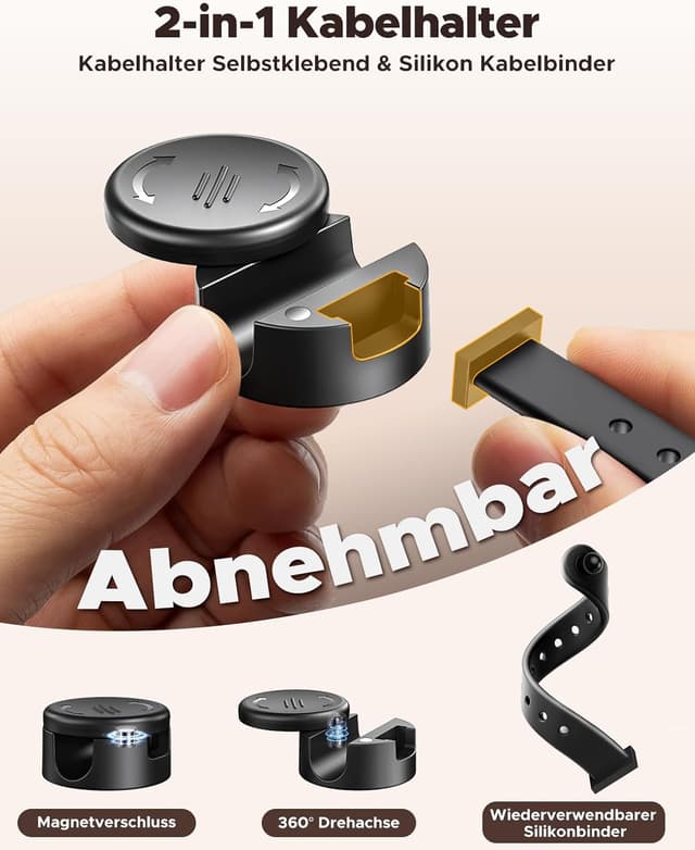 Detalle 2 de EOIWUY 8 Stück Kabelhalter 2-in-1 🔌