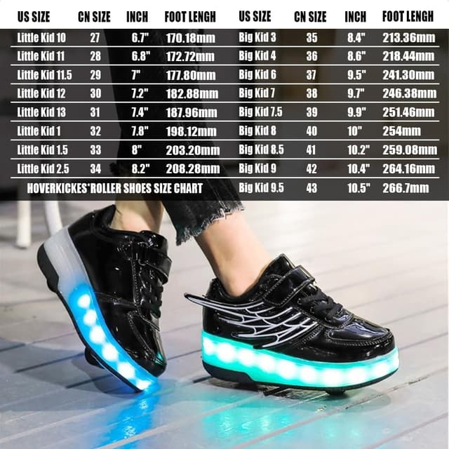 Detalle de Hoverkickes LED Roller Skate Shoes for Kids with Rechargeable Lights and Detachable Wheels