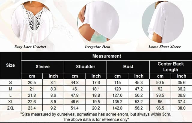 Detalle 2 de Ekouaer copricostume donna con scollo a V e pizzo, vestito estivo tipo bikini cover-up