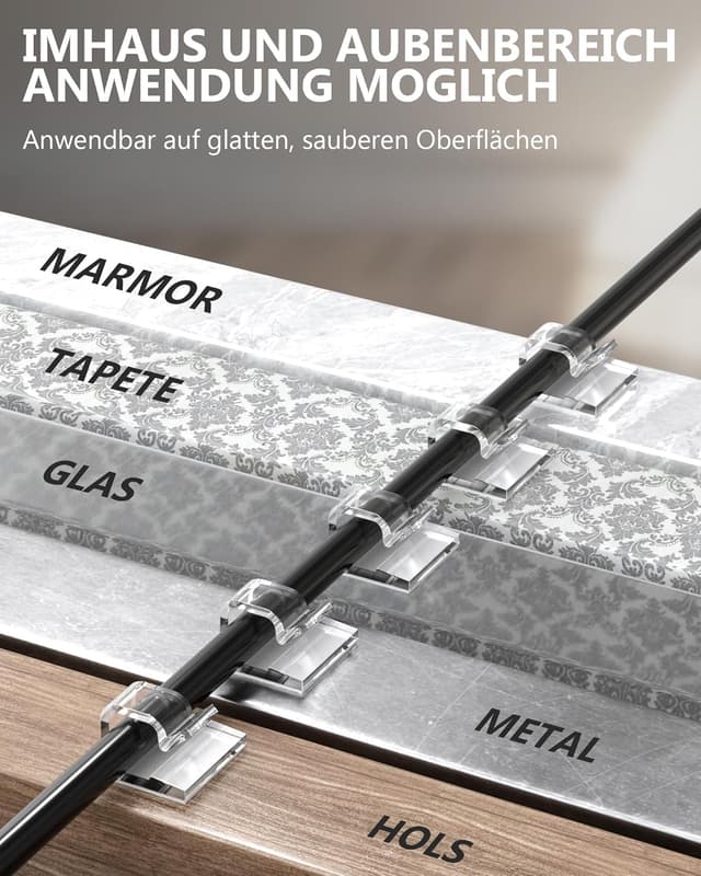 Detalle de Tesmax 100 Stück Kabelhalter selbstklebend für Kabelmanagement