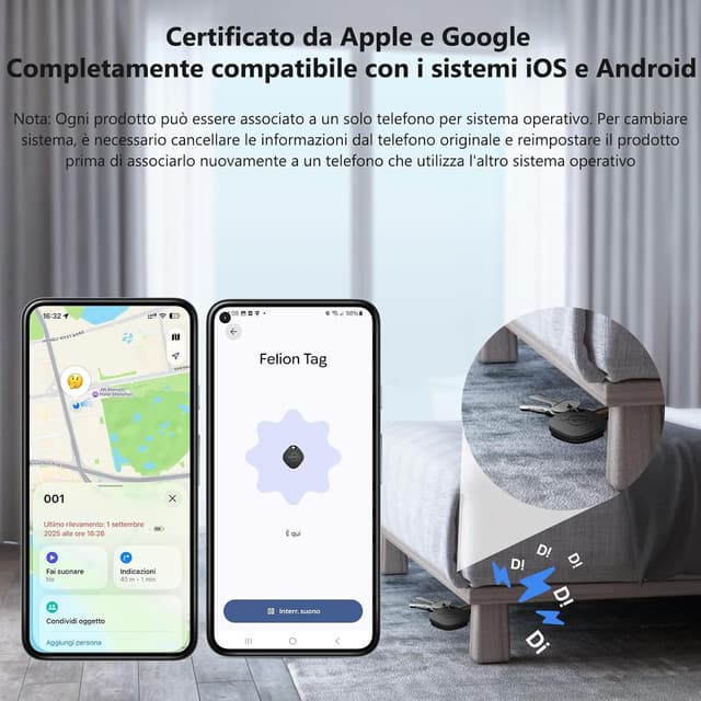 Detalle 2 de VOCOlinc Smart Tag Tracker Bluetooth compatibile con Android e iOS (4 pezzi) per chiavi, portafoglio e bagagli