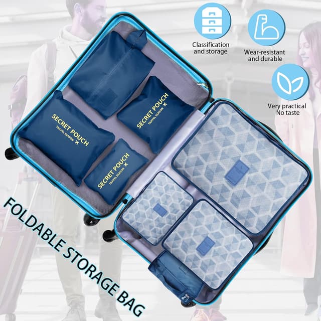 Detalle 2 de Coolzon Organizer valigie Viaggio Set 8 pezzi – cubi per imballaggio in blu navy