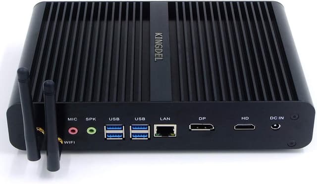 Detalle de KINGDEL NC860 Fanless Mini PC (i7-8550U, 16GB RAM, 512GB NVMe) for quiet 24/7 use