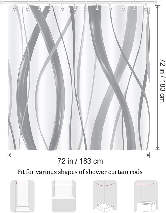 Detalle 2 de Bonhause Shower Curtain Striped 180 x 180 cm