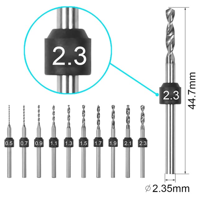 Detalle 2 de Set punte per trapano PCB 0,5-2,3 mm