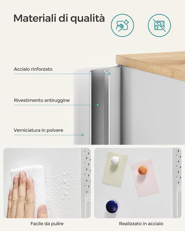 Thumbnail 4 de SONGMICS Armadio metallico 40x80x76 cm beige/bianco 🗄