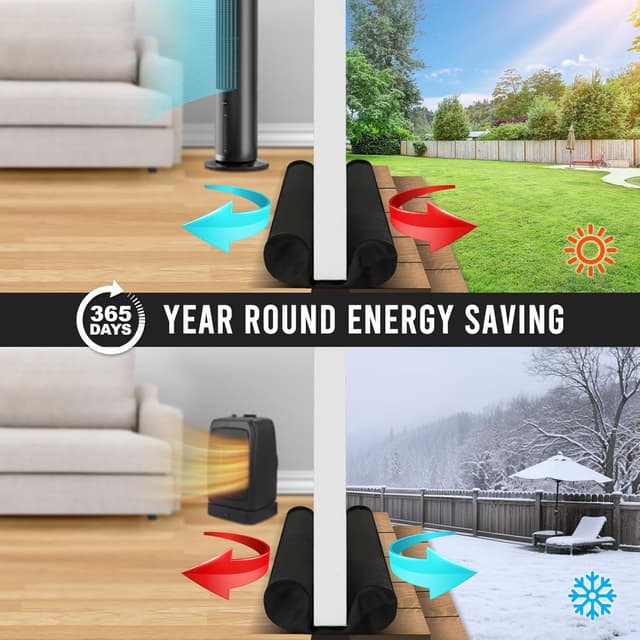 Detalle de Comfyanno Under Door Draft Stopper (Bottom Door Seal & Gap Filler) for 30–36 in Doors, No Adhesive, Black