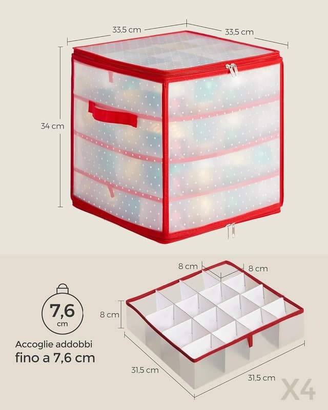 Thumbnail 5 de SONGMICS Contenitore per palline di Natale 64 posti