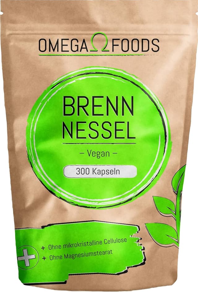 Detalle de Brennnessel Kapseln (Brennnessel Extrakt) – 300 Kapseln mit 450 mg pro Kapsel, vegan