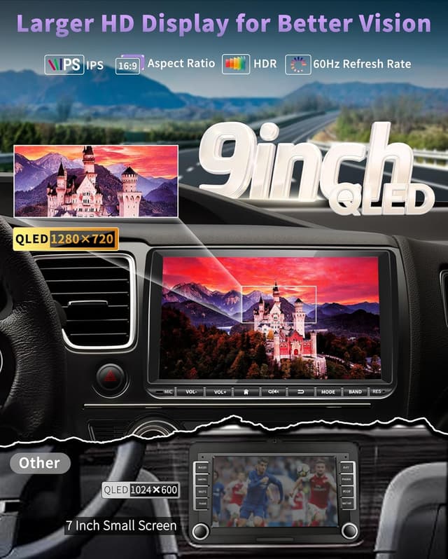 Detalle de URVOLAX DAB+ Autoradio 9 Zoll Double DIN mit Wireless Apple CarPlay & Android Auto für VW/Skoda/Seat