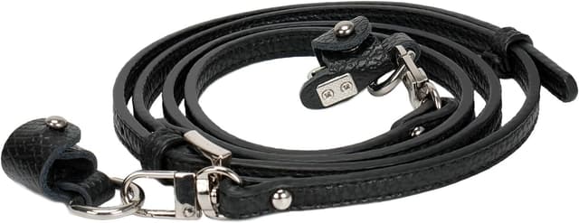 Detalle de Flyamapirit Schultergurt-Ersatz für Longchamp Taschen – Ledergurt mit verstellbarer Länge (0,9 cm breit, Schwarz + Silberhaken)