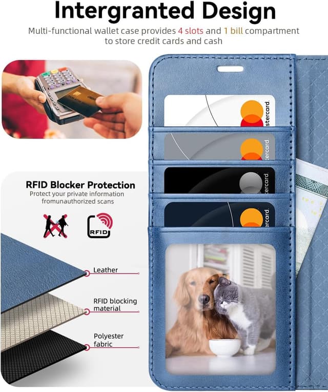 Detalle de OCASE Klapphülle mit RFID-Schutz für Samsung Galaxy S25 Edge 5G – Hellblau